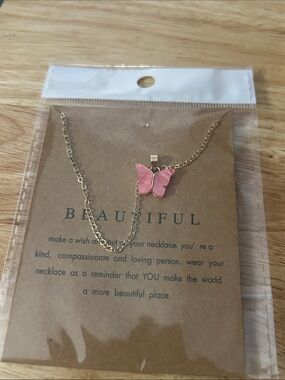 Pink Butterfly Pendant Necklace - Elegant Women’s Jewelry